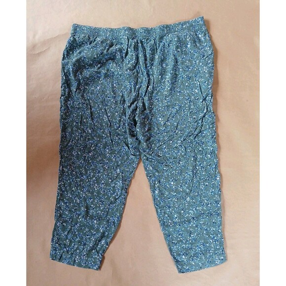 Jessica Simpson Pants XXL Green Floral Blue Pull On Light Womens Cottagecore - Picture 2 of 12